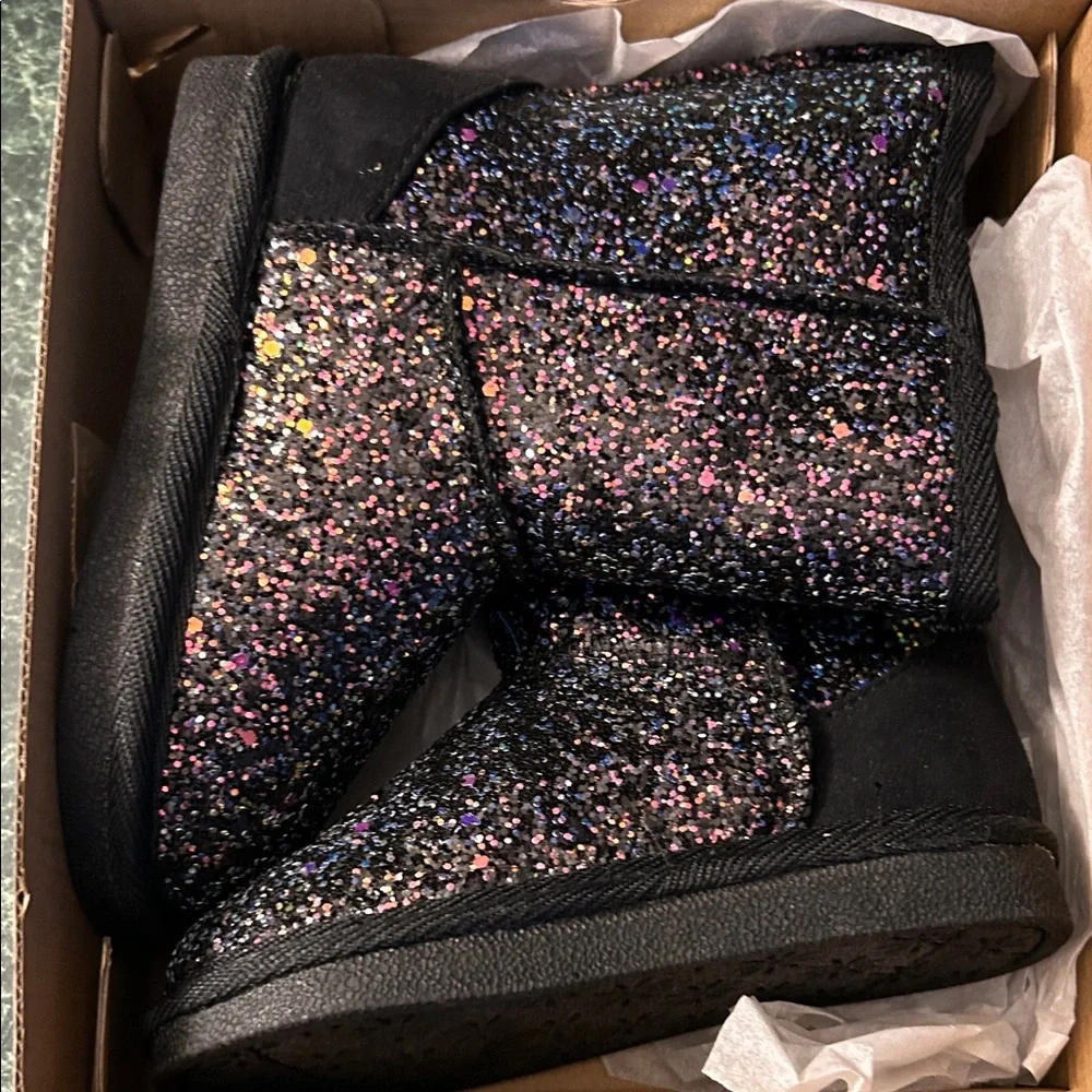 Sparkly Black Kids Rain & Snow Boots